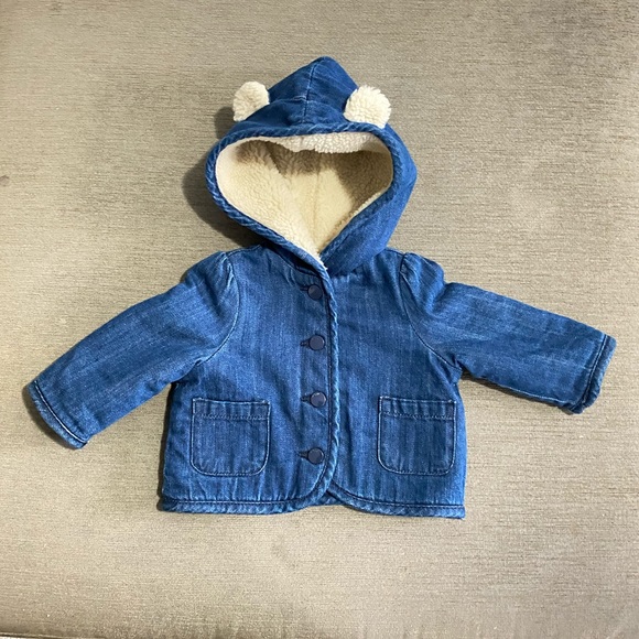 BABY GAP Sherpa lined denim jacket size 0-6months - Picture 3 of 5
